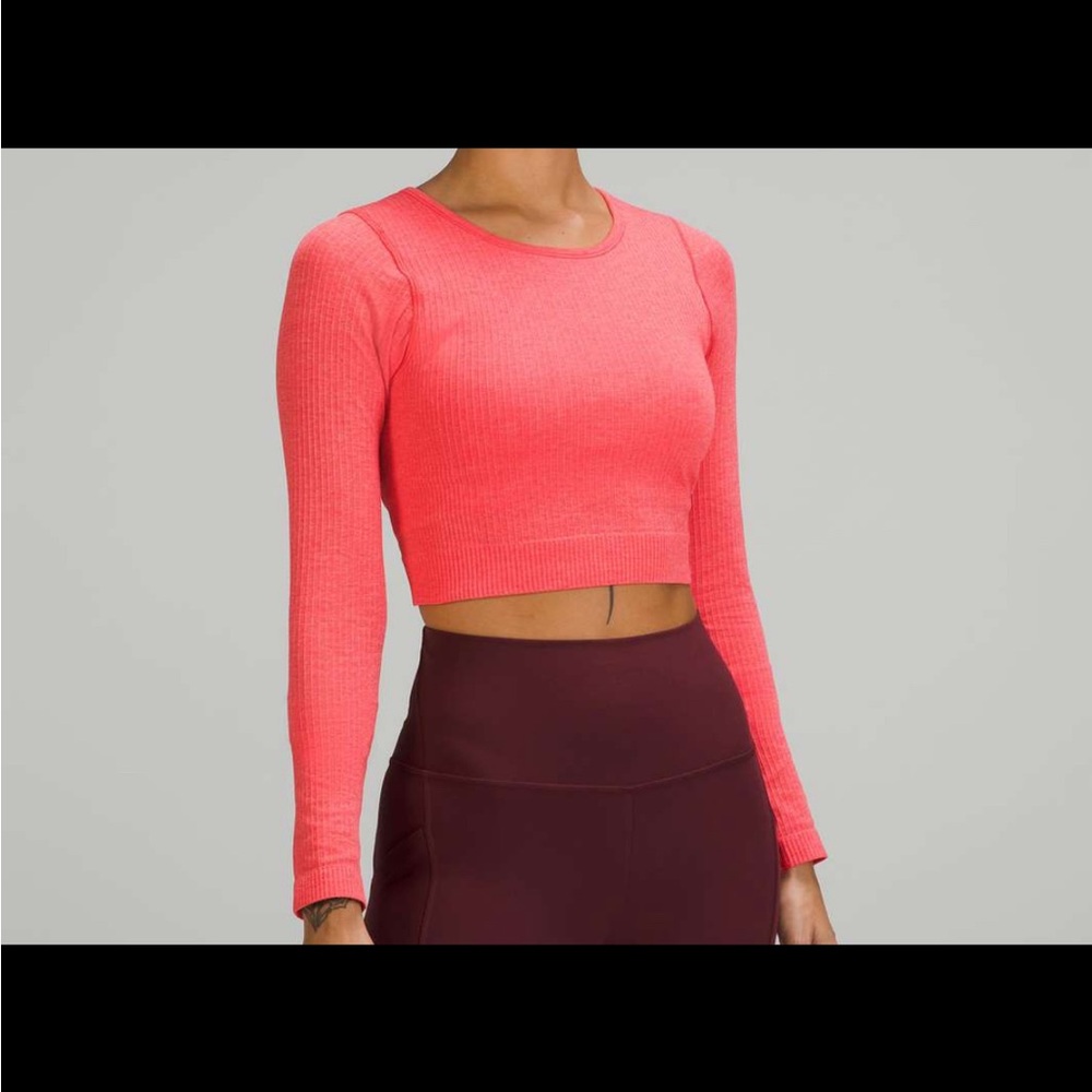 Lululemon Athletica Pink Long Sleeve Crop Top